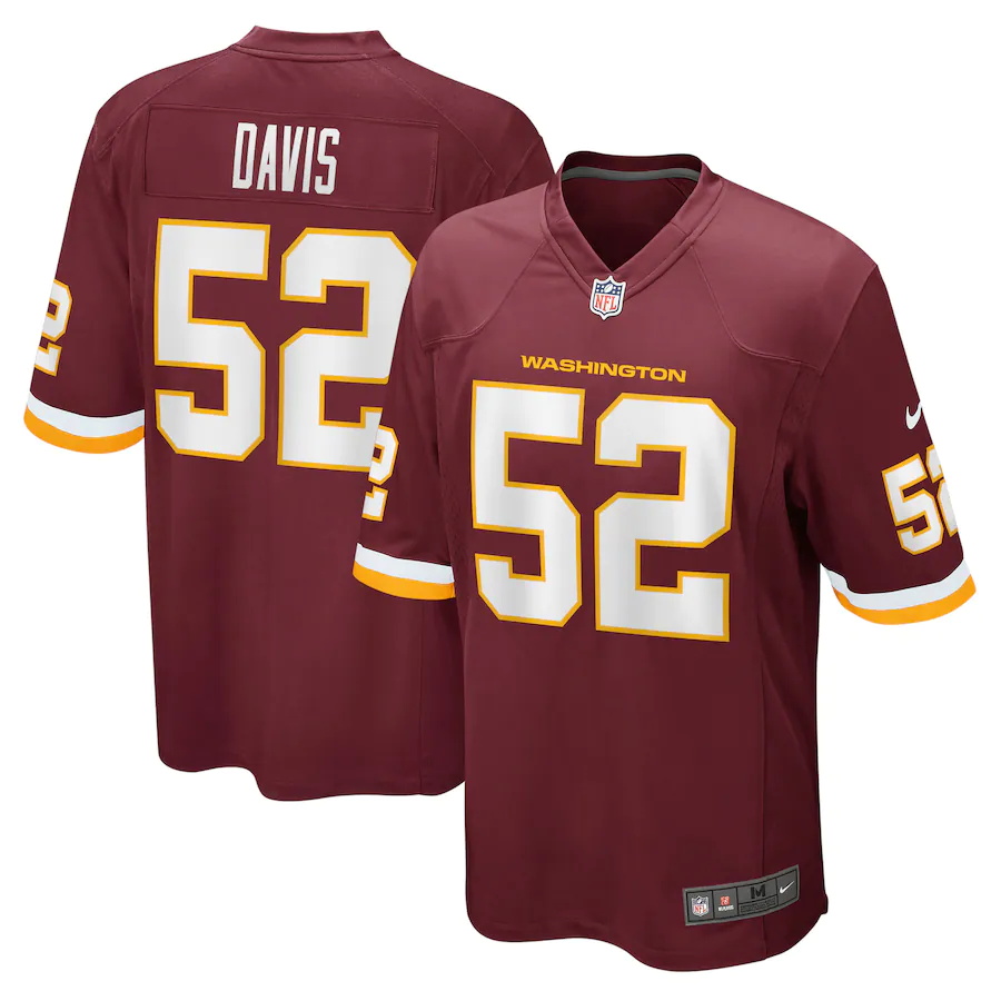 Mens Washington Football Team #52 Jamin Davis Nike Burgundy 2021 NFL Draft First Round Pick Game Jersey->atlanta falcons->NFL Jersey